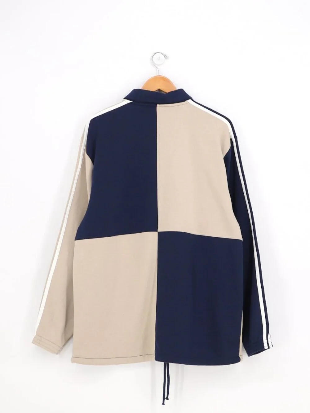 ADIDAS Originals Men's Colorblock Fleece Zip Up Jacket Beige Navy Size L